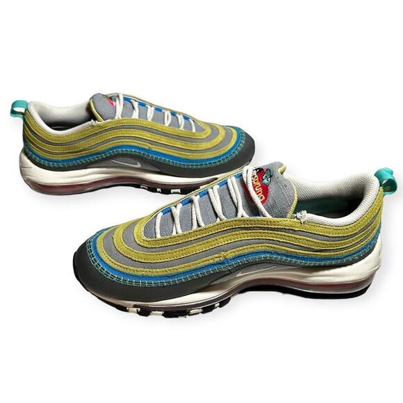 Nike Air Max 97 SE Men Shoes Iron Gray Yellow Wavy 8